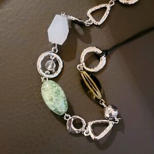 LIA Sophia Green and White Silver Necklace